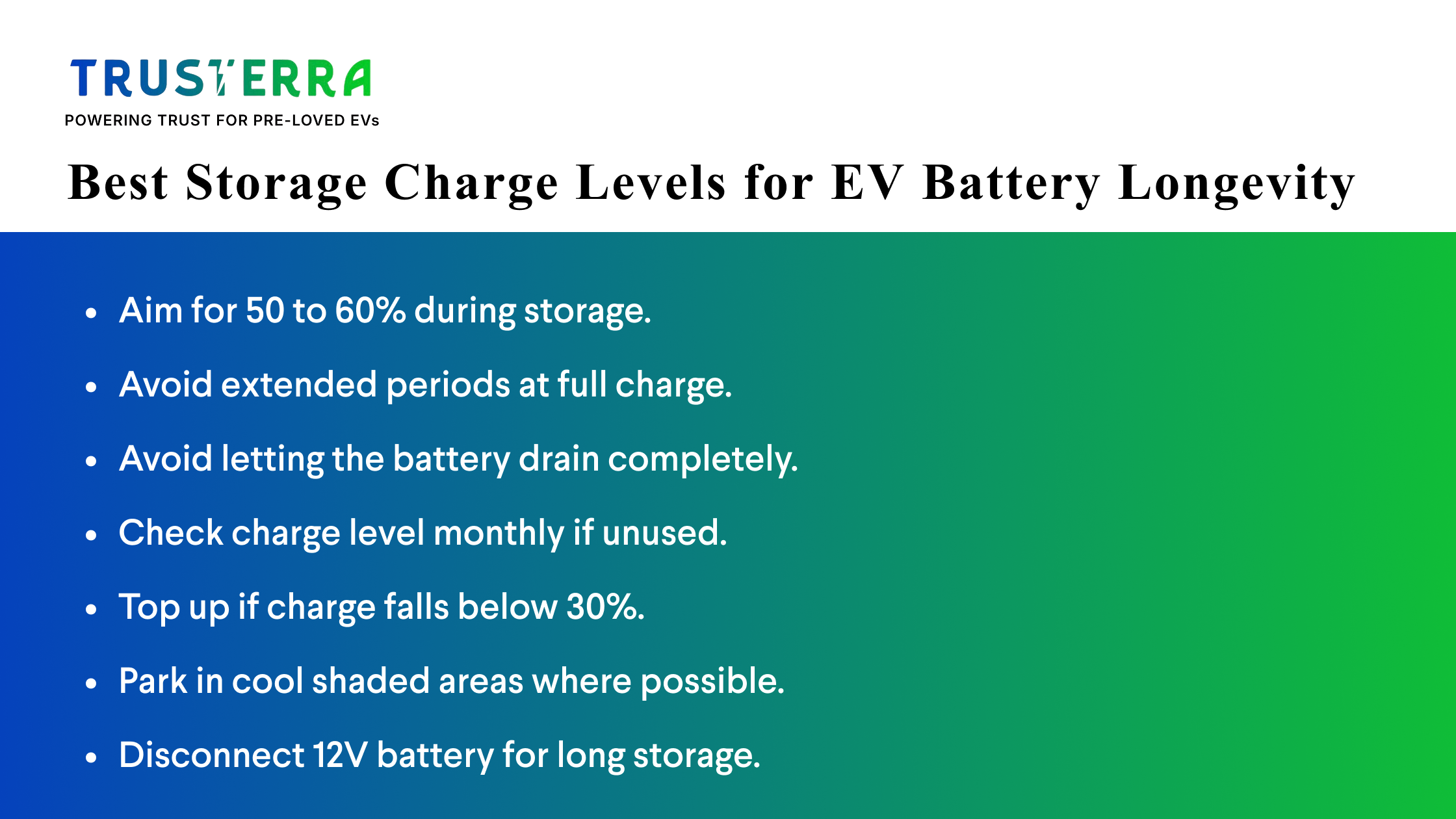 Optimal EV battery storage charge level guide for owners